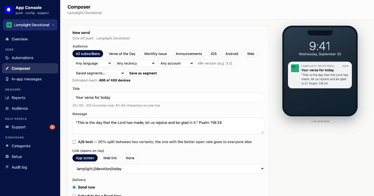 One console for a ministry’s app notifications, reports and support