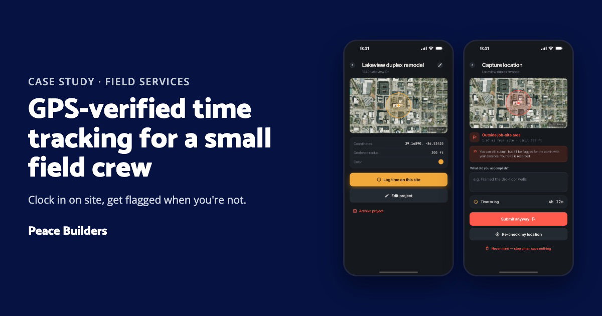 GPS-verified time tracking for a small field crew